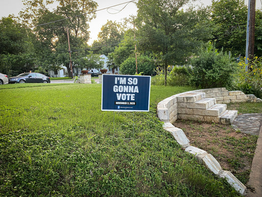 Neutral political sign on lawn