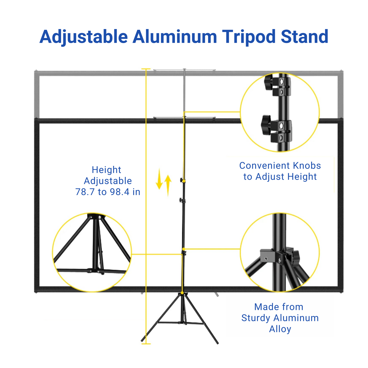 100in Tripod Projector Screen 16:9 4K HD