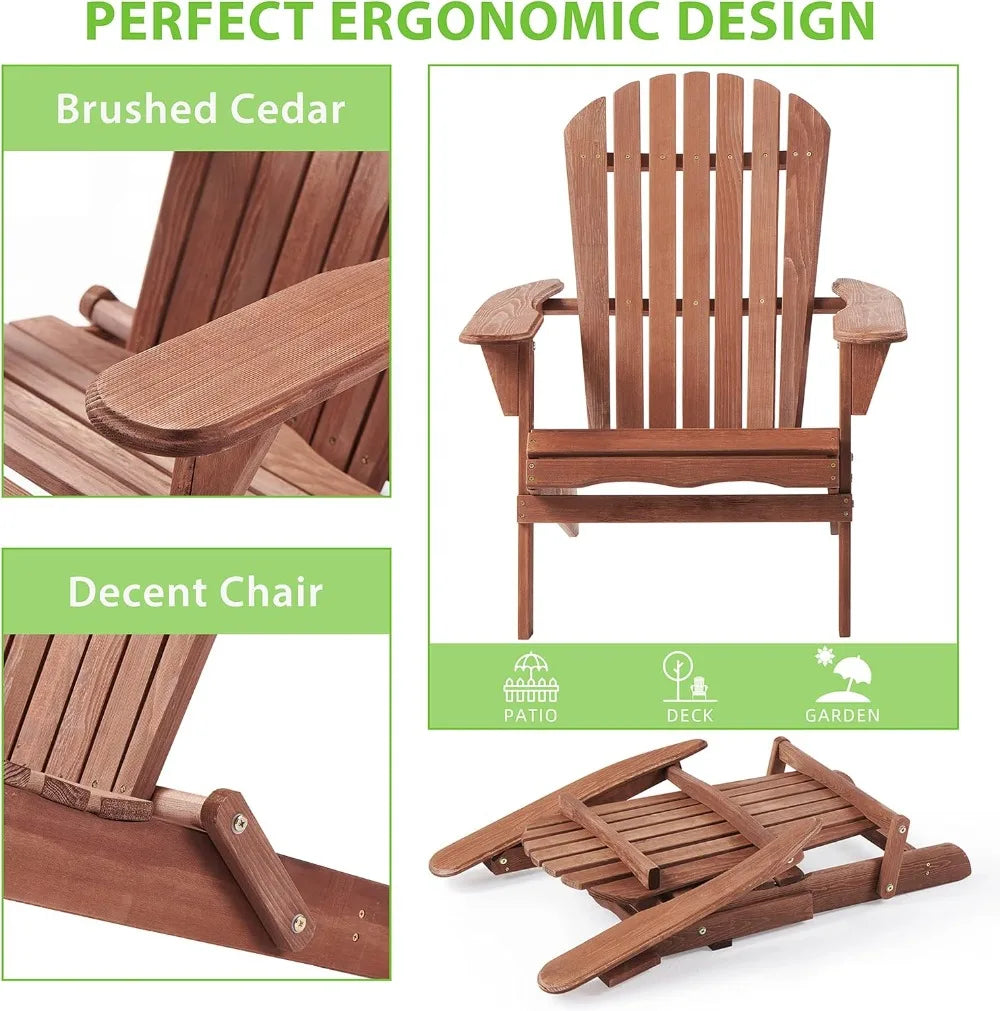 Wooden Folding Adirondack Chair (Set of 2)