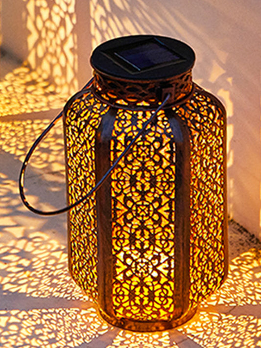 Hanging Solar-Powered Bronze Lantern