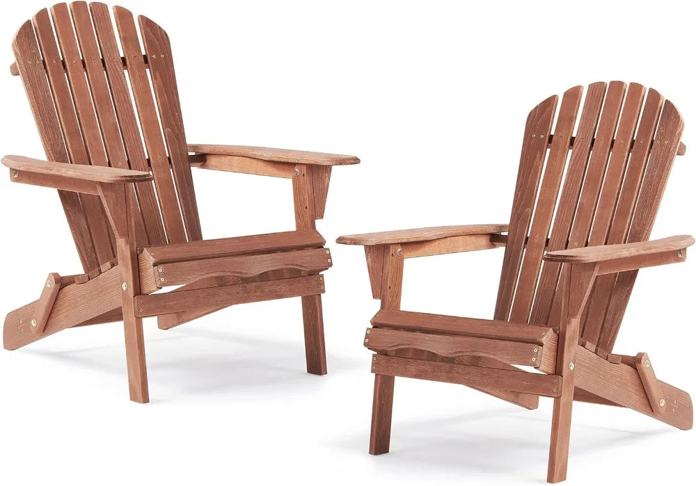 Wooden Folding Adirondack Chair (Set of 2)